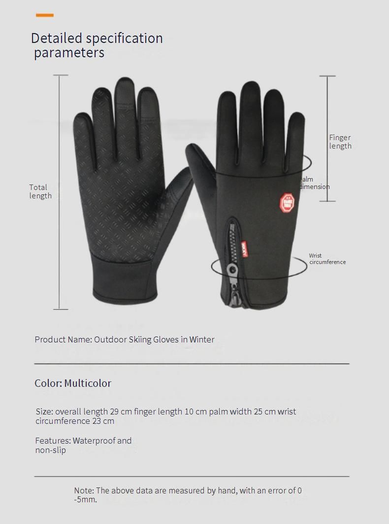 Guanti isolanti con cerniera, adatti per ciclismo all'aperto, uomini e donne, ciclismo invernale, touchscreen, motociclette, impermeabili e caldi._voghion.com