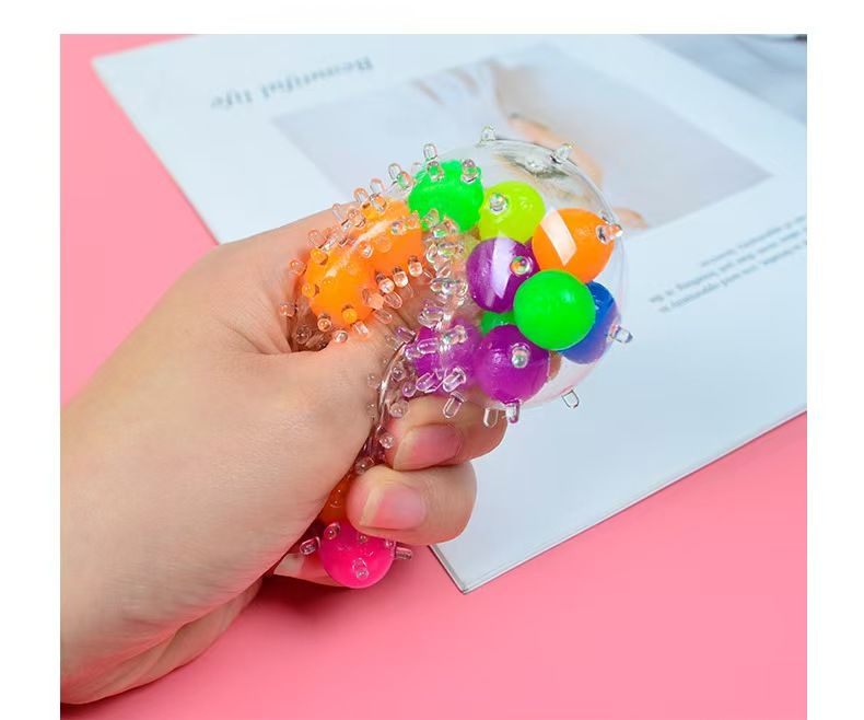Stress Relief Ball 6.0 Burr Ball Fidget Squeeze Toy, TPR Soft Rubber Grape Squeeze Ball Anti-Anxiety Toy_voghion.com