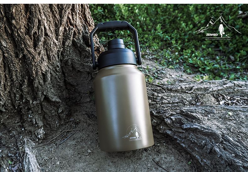 Botella deportiva de gran capacidad para exteriores, con aislamiento, para agua fría, para picnic, camping, con funda táctica, cubo para bloques de hielo, color negro_voghion.com