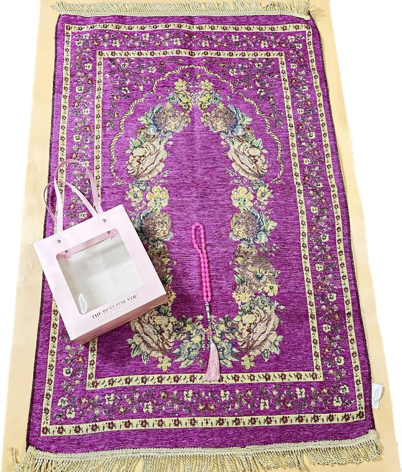 Chenille Arabian Blanket Two-Piece Set (Rosary, Paper Box, PVC Transparent Bag Gift Pack)_voghion.com