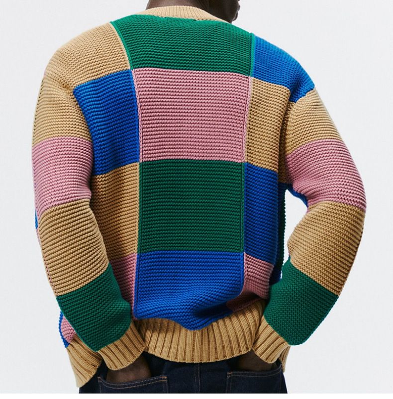 Popular Fashion Cardigan Sweater Autumn Winter Multi-color Jacquard Trendy Men's Knitted Jacket_voghion.com
