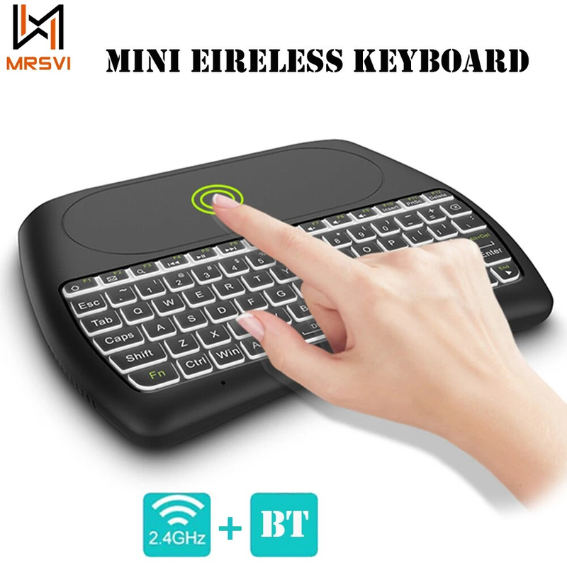 D8 Wireless Mini English 2.4G Bluetooth 7 Color Backlight Air Mouse Touchpad Keyboard for Android TV_voghion.com