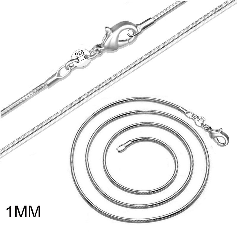 Mote 1MM 2MM sierbelagt glatt slangekjede stemplet choker halskjede til kvinner smykker 16 18 20 22 24 26 28 30 tommer_voghion.com