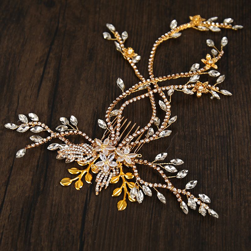 Νυφικό κόσμημα Κρυστάλλινο ένθετο χτένα με μακριές χτένα Αξεσουάρ για τα μαλλιά με στρας με πλέξη Αξεσουάρ για πέπλο κοσμήματα γάμου_voghion.com