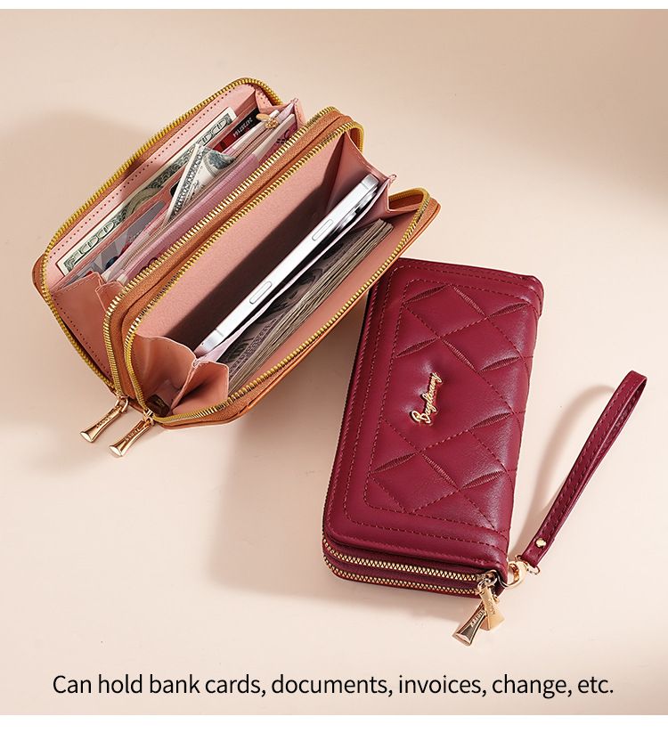 Women's Long Wallet Rhombus Clutch Multifunctional Mobile Phone Change Bag Wallet_voghion.com