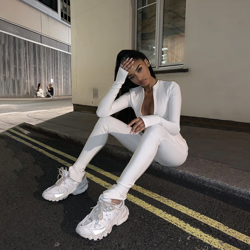 2024 Spring Women's New High Waist Zipper Slim Fit Sports Jumpsuit_voghion.com