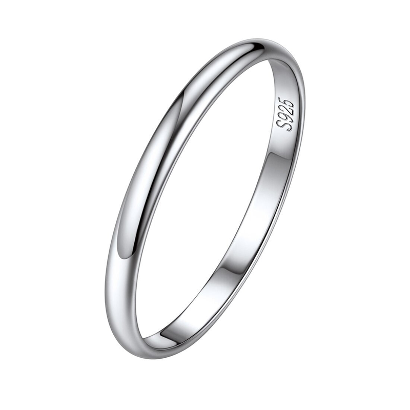 ChicSier Minimalistischer Sterling-Sier für Frauen, 2 mm dünner Stapelring für Hochzeit, rund, schlicht, Brautring, Größe 6_voghion.com
