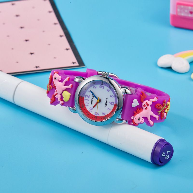 Mother & Kids Primary School Students Waterproof Children's Watch Quartz Cartoon Only Watch Time Recognize Words Children's Silicone Watch_voghion.com