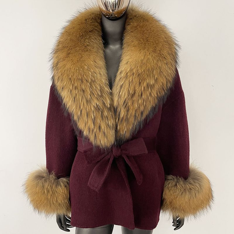 Luxuriöser doppelseitiger Wollmantel mit Fuchspelzkragen – Übergroßer Damen-Wintermantel, eleganter mittellanger Trenchcoat für Freizeit und Büro_voghion.com