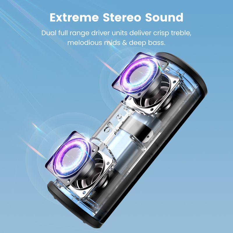 Sounarc P4 Bluetooth Portable Speaker, Pairing, Built-in 3000mAh Battery, 20W Stereo Sound, Various Lighting Modes, IPX6_voghion.com