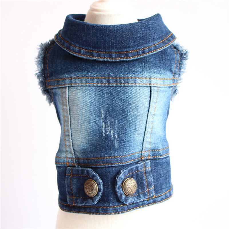 Vestiti per cani Teddy Barboncino Bichon Scratch Pattern Denim Gilet Personalità Abbigliamento per animali domestici Stile primavera autunno_voghion.com
