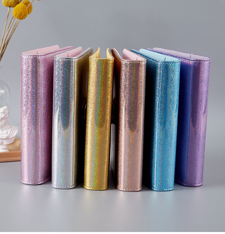 Quaderno A5/A6 con copertina in marmo olografico arcobaleno - Agenda ricaricabile in pelle PU con meccanismo ad anello, diario colorato e alla moda per la scuola_voghion.com