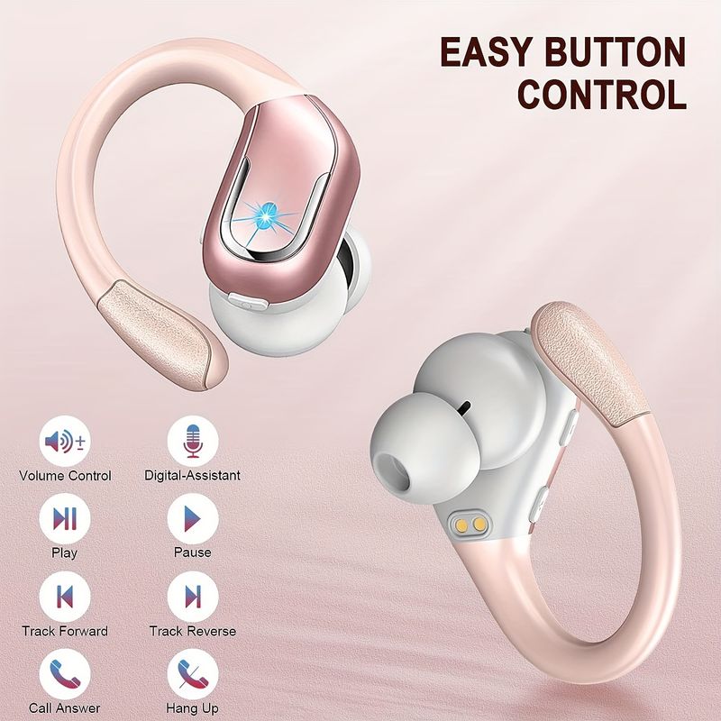 Wireless Earbuds, TWS Sports Earphones With Earhooks, Wireless Running With ENC Noise Cancelling Mic, IP7 Waterproof Earphones 3D Deep Bass Over Ear,_voghion.com