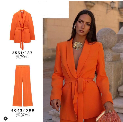 2023 Spring New Women's Clothing Belted Casual Blazer + Pants Set_voghion.com