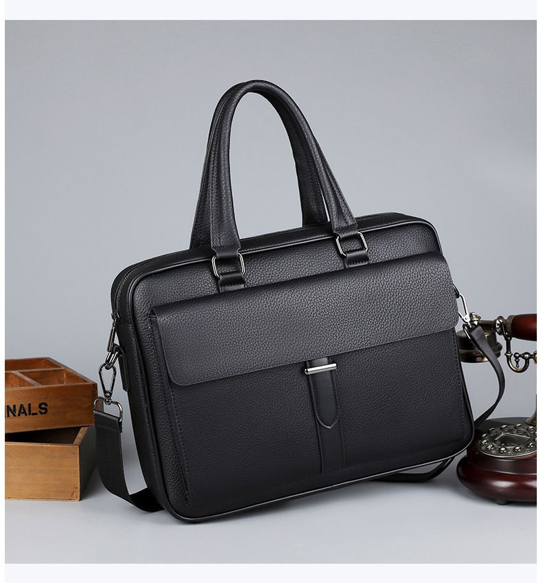 Borsa a tracolla da uomo SARO XI in vera pelle PU per laptop da 15 pollici, sottile borsa a tracolla con tracolla regolabile_voghion.com