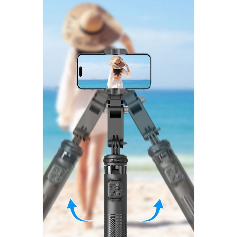 3-osiowy stabilizator ruchu AI z funkcją śledzenia twarzy, kijek do selfie, uchwyt na telefon, obrót o 360 stopni, transmisja na żywo, nagrywanie_voghion.com