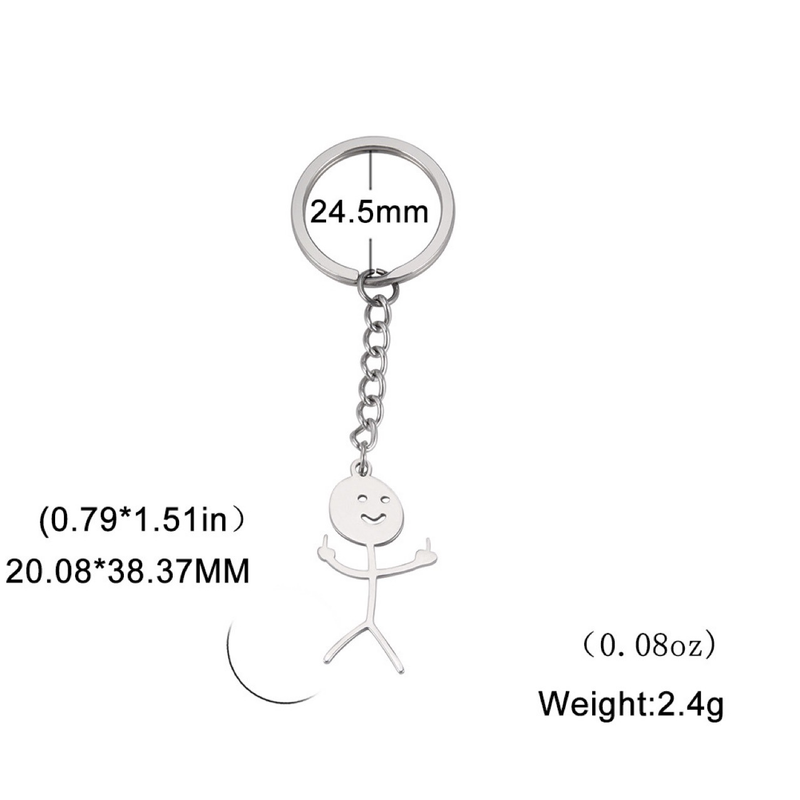Bag Pendant Personality Cute Versatile Simple Smiley Graffiti Man Glossy Pendant Stainless Steel Keychain_voghion.com
