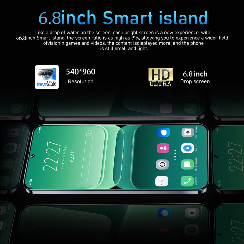 Ny M13 PRO Mobiltelefon 6,8 tum 2GB +16GB Ge 128GB Minneskort 540*960 Pixel Fingerprint Lås upp två SIM-kort och ett TF-kort Mobiltelefon_voghion.com
