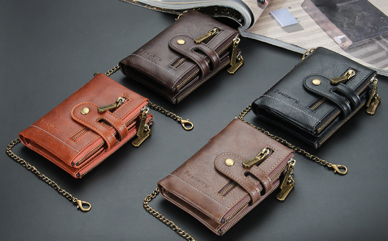 New Men's Short Wallet, European And American Business Double Zipper Zero Wallet, Multi Card Position, 30% Discount Wallet_voghion.com