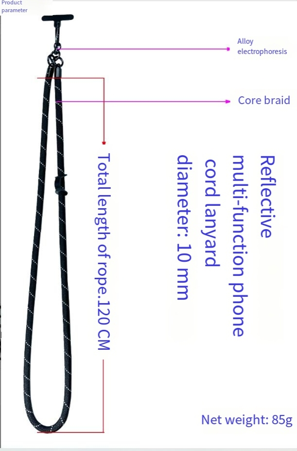 Reflecterende mobiele telefoon lanyard Multifunctionele afneembare hangende nek High-end camera veiligheidskoord Buiten helder zilver 10mm_voghion.com