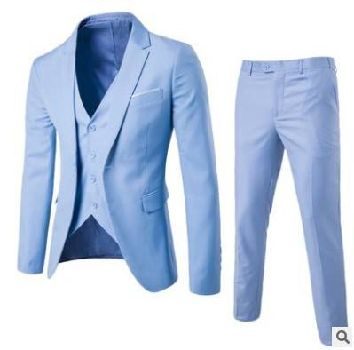 Terno masculino de três peças, estilo coreano, moda empresarial, profissional, formal, vestido de noiva, terno casual britânico_voghion.com