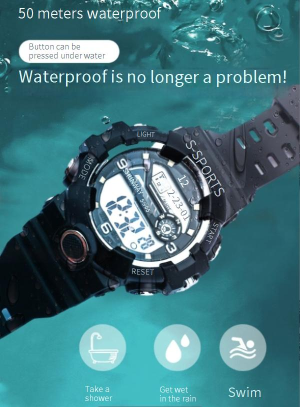 Kinder uhr Wasserdichte sport elektronische uhr Trend erwachsene elektronische uhr glow-in-the-dark multi-funktionale uhr_voghion.com