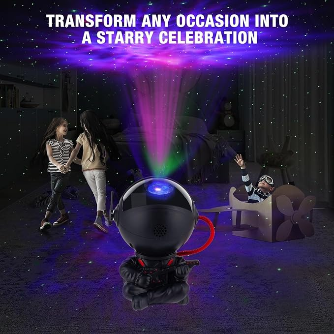 Proyector de galaxia con astronauta, proyector de estrellas, luz de galaxia, luz de noche para niños, luz LED de techo con nebulosa, decoración de habitación con temporizador y control remoto_voghion.com