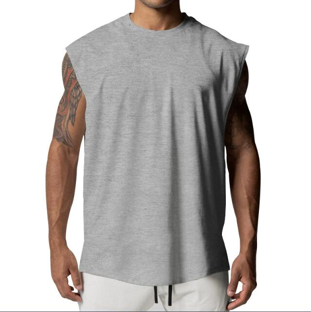 Summer Men's Round Collar Pure Color Sleeveless Jerkin Type Quick Drying Fitness Vest S-3XL_voghion.com