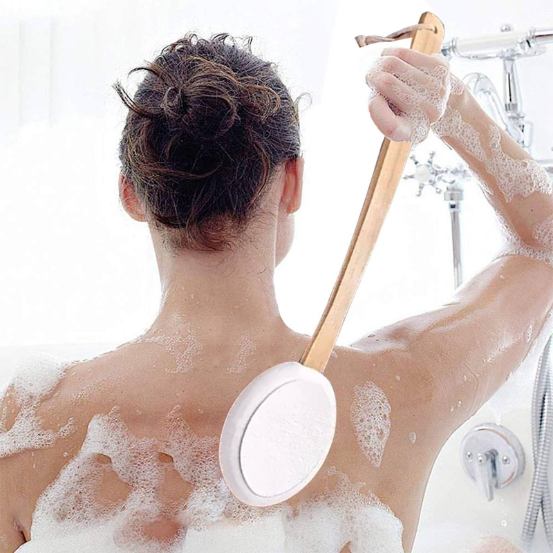 Verbesserte Sicherheit Anti-Rutsch-Badebürsten-Set Schwamm Dusche Körperwäscher Austauschbare Lotion Creme Applikator Rückenbürste für_voghion.com