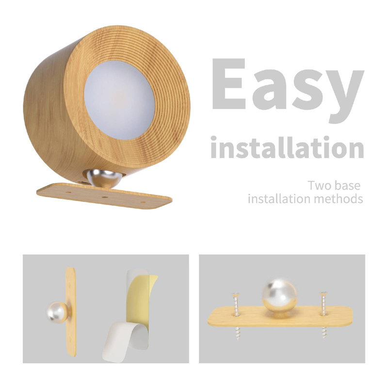 Applique murale tactile 3 pouces, grain de bois, 3 couleurs (froid/naturel/blanc), sans fil, rechargeable, sous armoire (lot de 1)_voghion.com