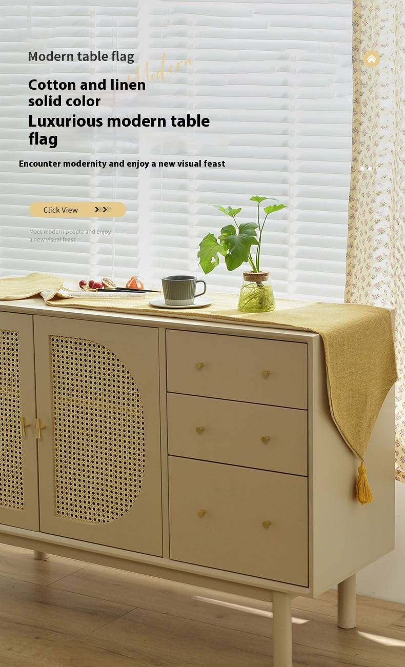 Luxuriöser Tischläufer aus Poly-Baumwolle mit Fransen – Wendbares, einfarbiges Dekor für Esstisch, Eingangsbereich, Couchtisch und Konsole (33 x 180 cm/210 cm)_voghion.com