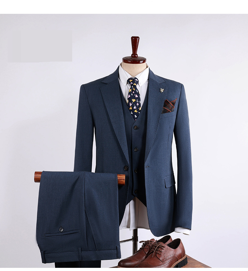 Herrenbekleidung Slim Fit Herrenanzug-Set – Professioneller Business-Blazer und Anzughose aus knitterfreiem Stoff (Optionen: Jacke + Weste + Hose)_voghion.com
