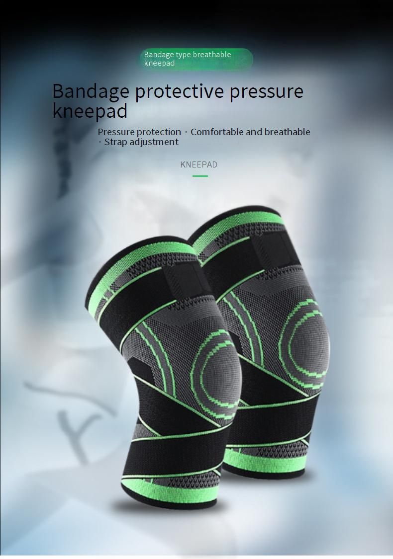 Breathable & Non-Slip Knee Support Brace For Hiking, Running, Cycling & Fitness - Adjustable Nylon Strap (S/M/L, Grey/Orange/Green)_voghion.com