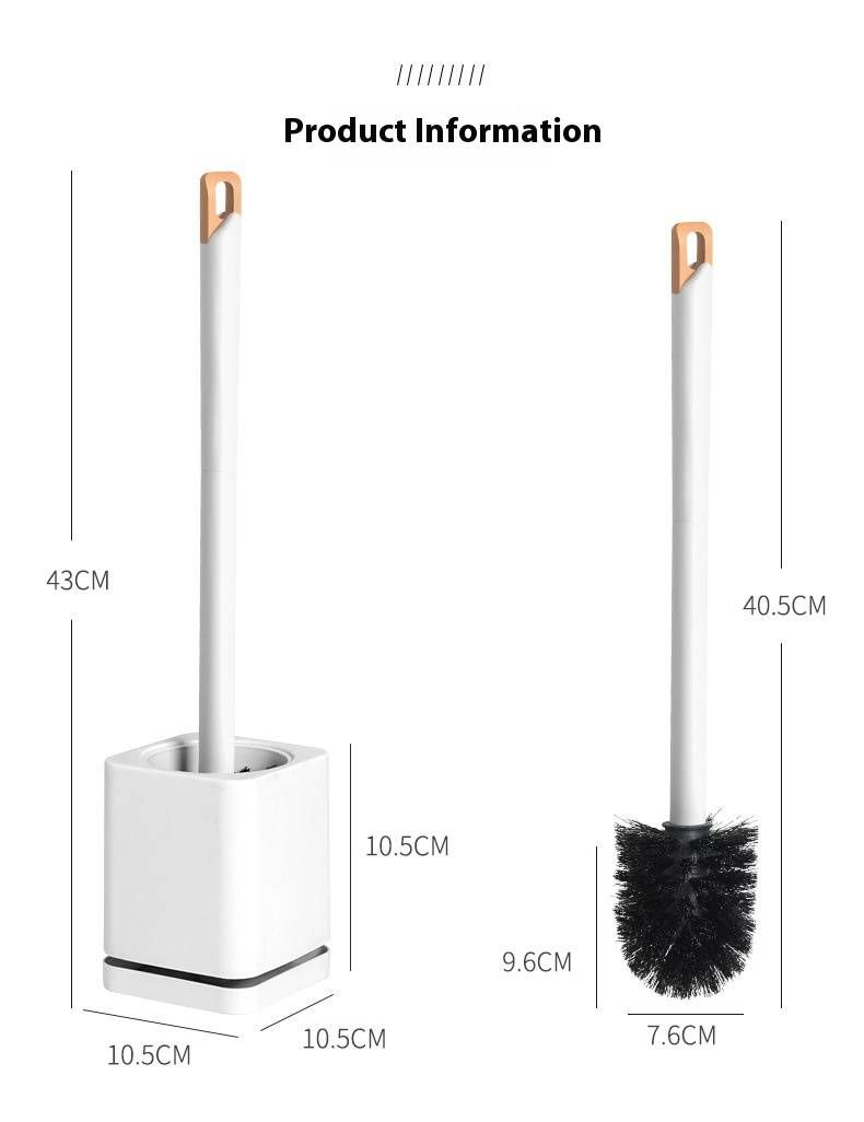 Brosse WC murale – Nettoyage en profondeur à 360°, design compact avec support antirouille (blanc/gris/bleu marine)_voghion.com