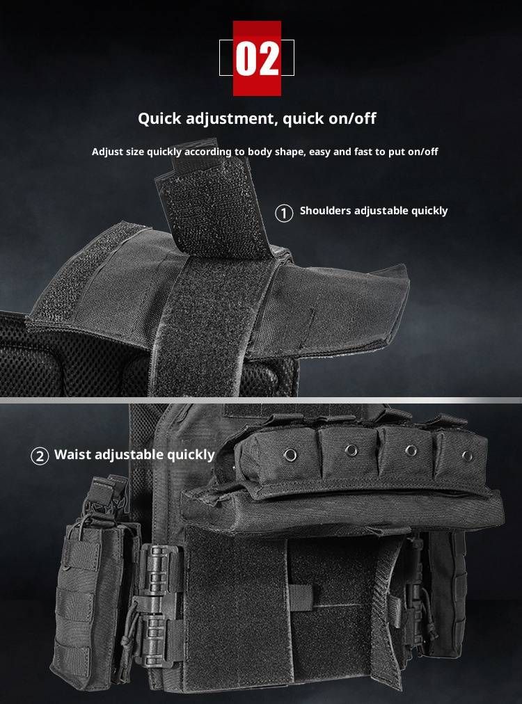 Tactical Vest With Quick-Release System – Military & Airsoft Molle Plate Carrier, Adjustable For Outdoor Training & Combat Simulation_voghion.com