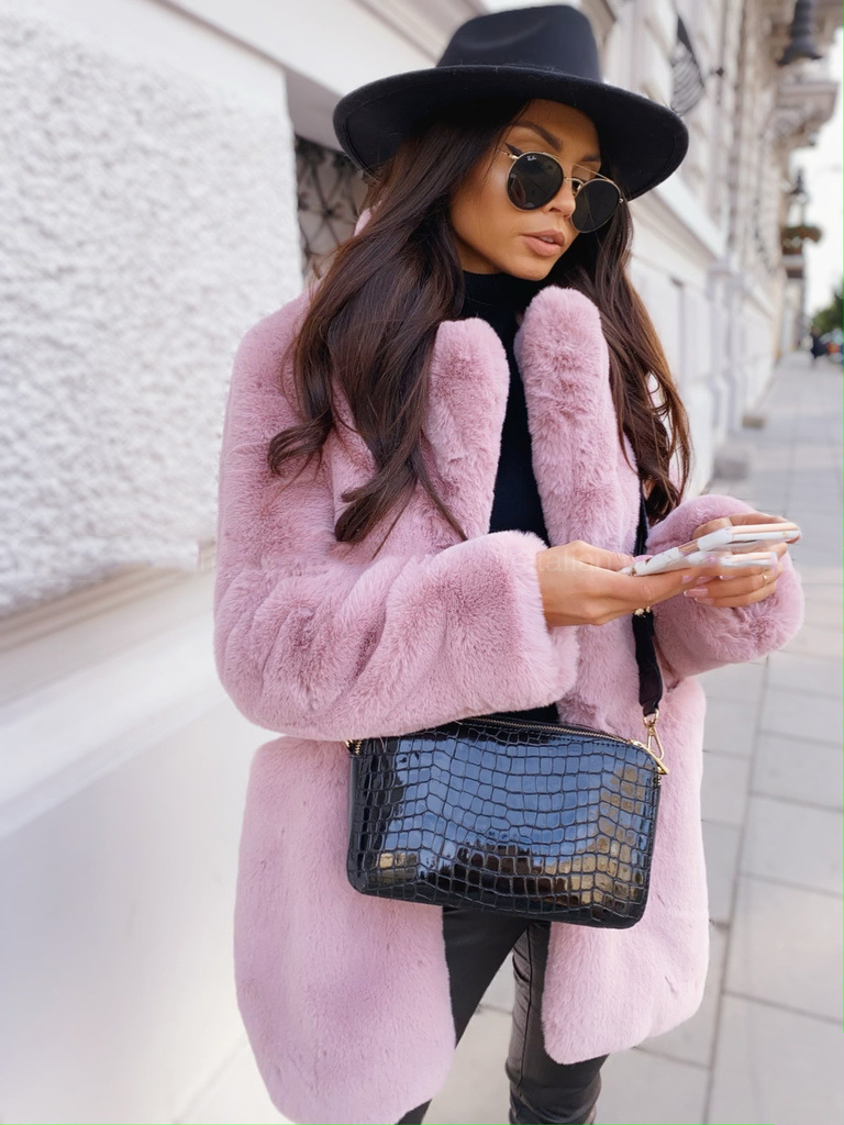 Cappotto invernale in pelliccia di coniglio di peluche con colletto spesso da donna_voghion.com