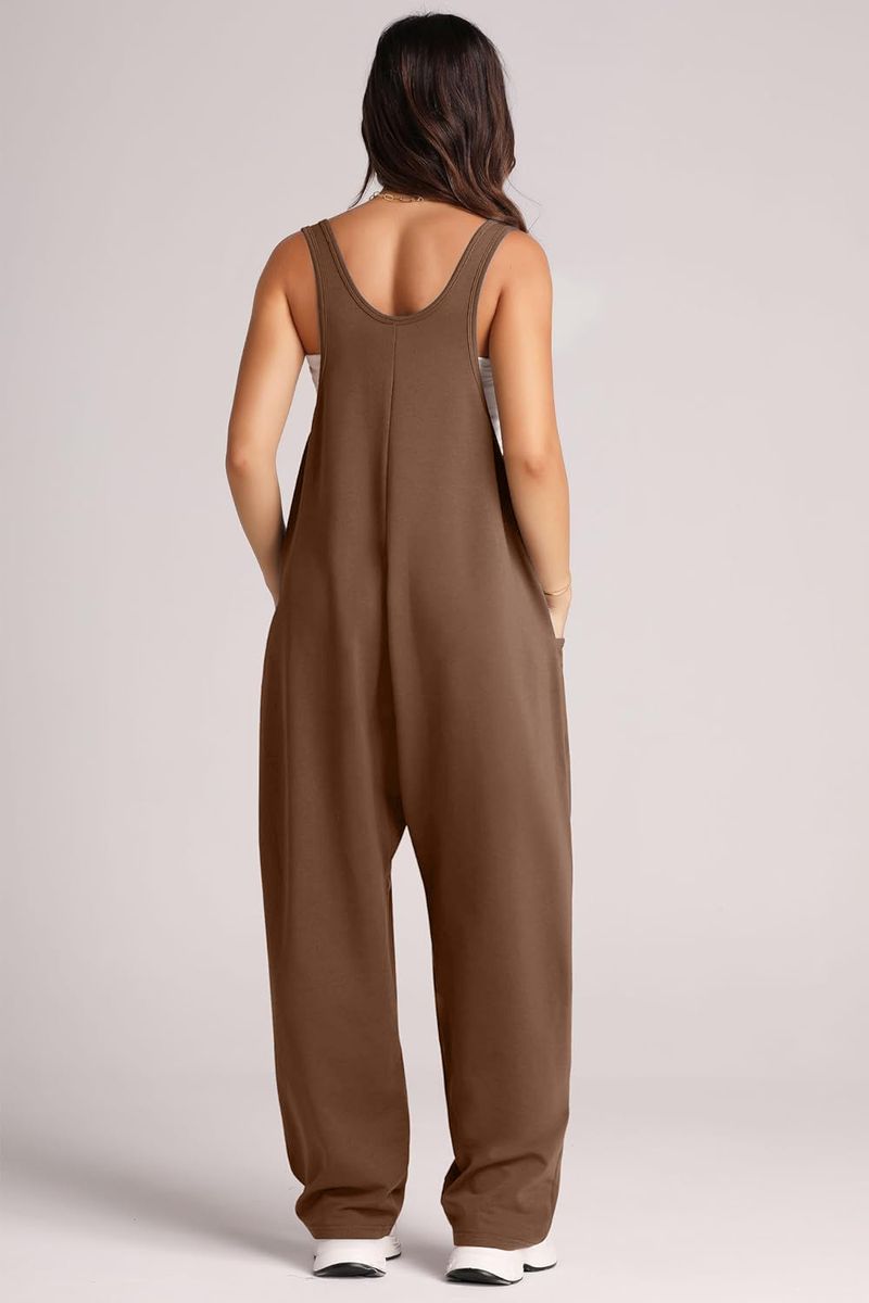 Sommer-Jumpsuit aus Baumwolle für Damen – Ärmelloser Overall mit Taschen, lässiger, lockerer Schnitt | Streetwear-Mode | Leicht und atmungsaktiv_voghion.com