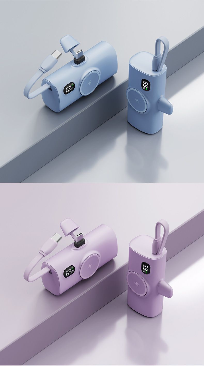 Power Bank Pocket Capsule Power Bank Wireless Magnetic Watch Power Bank With Built In Wire Mobile Power Bank_voghion.com