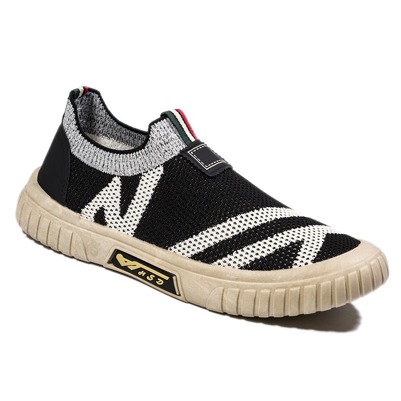 One step socks shoes 2024 summer new mesh breathable shoes lazy shoes mesh sports casual men's shoes cloth shoes_voghion.com
