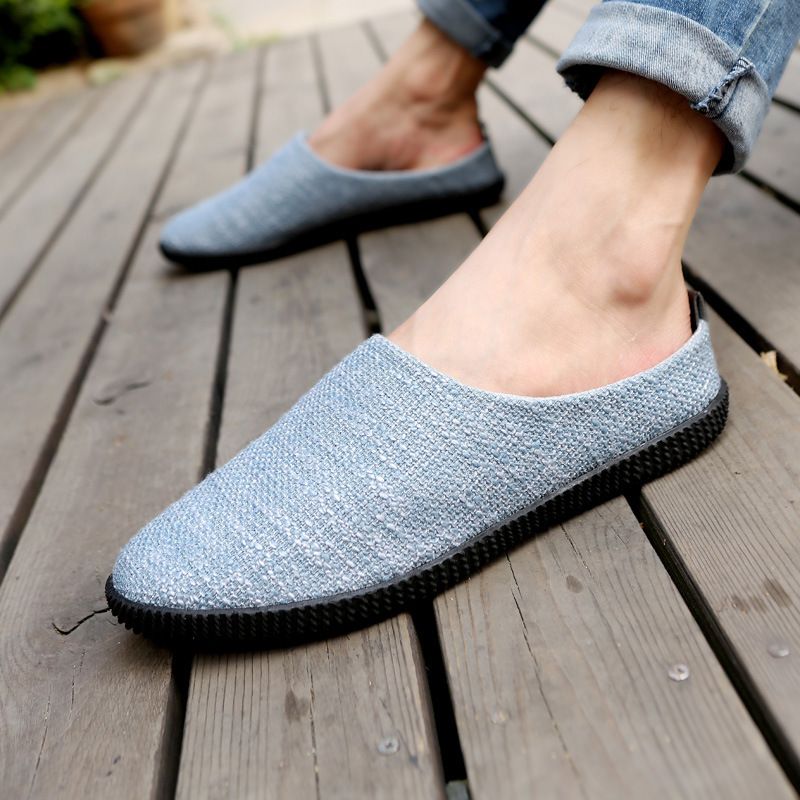 Scarpe casual in lino di qualità imbattibile, sorridenti per dare il benvenuto all'estate 2024, con punta rinforzata e infradito da uomo a forma di T_voghion.com