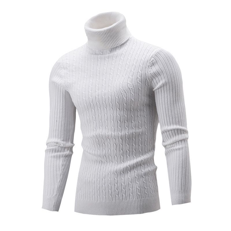 Maglione invernale da uomo con collo alto, maglione invernale da uomo, maglione a collo alto spesso, maglione a righe tinta unita, maglione casual caldo a collo alto_voghion.com