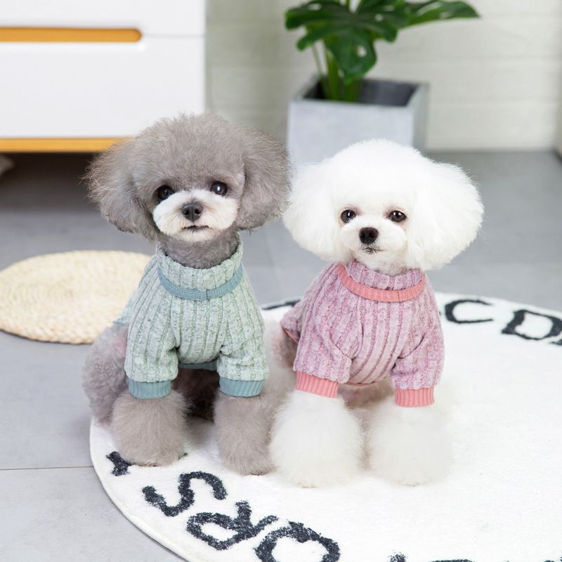 Új Teddy kiskutya kisállat ruházat őszi/téli 21 háromszínű alappulóver_voghion.com
