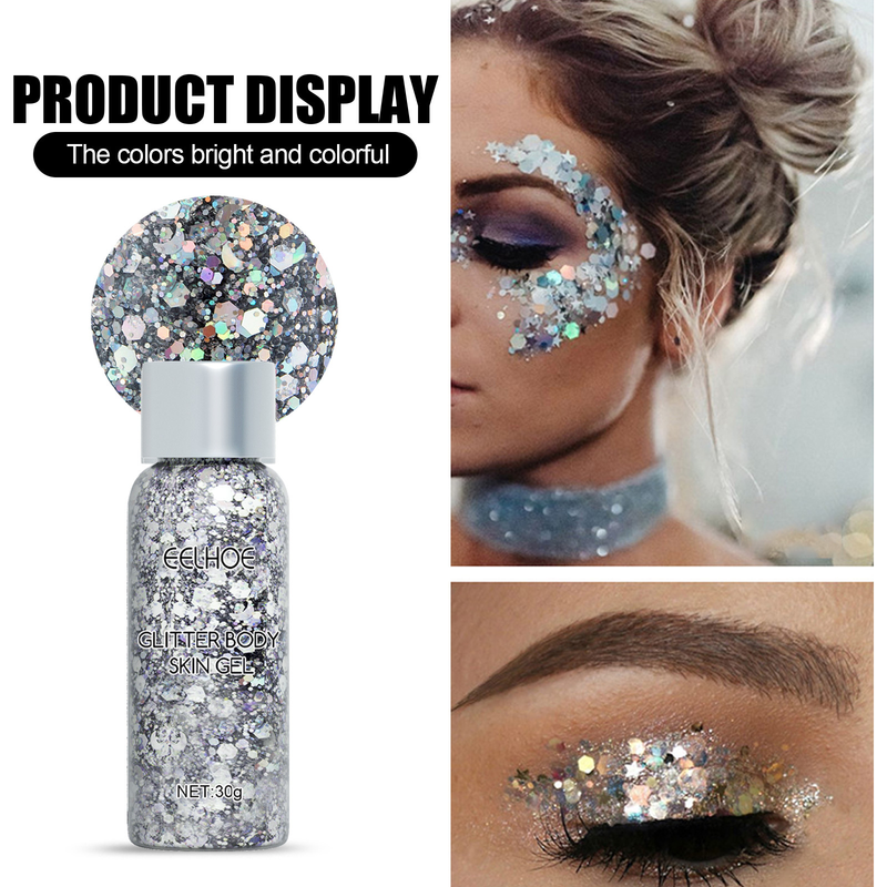 gel EELHOE sequin set makeup fish scale sequin gel glitter stage performance eye shadow makeup props_voghion.com