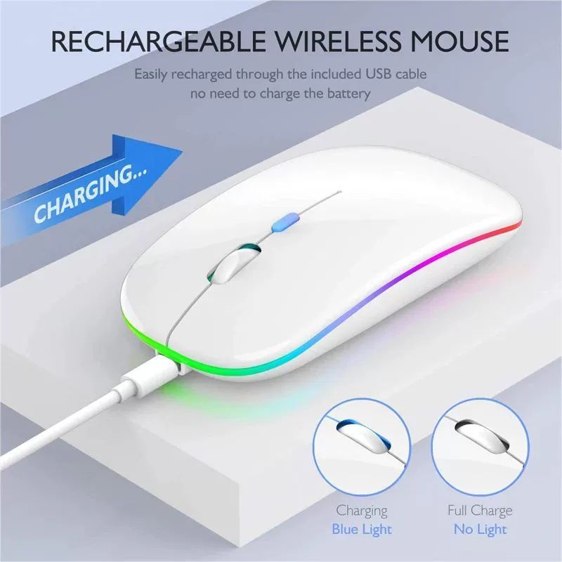 LED Wireless Mouse Bluetooth-compatible Slim Rechargeable Si_voghion.com