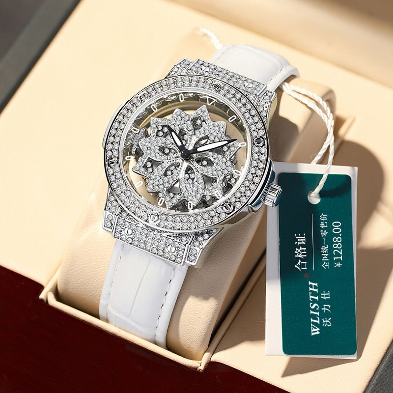 Orologio da donna alla moda con quadrante grande, pentagramma, impermeabile, fiocco di neve, girevole, cavo_voghion.com