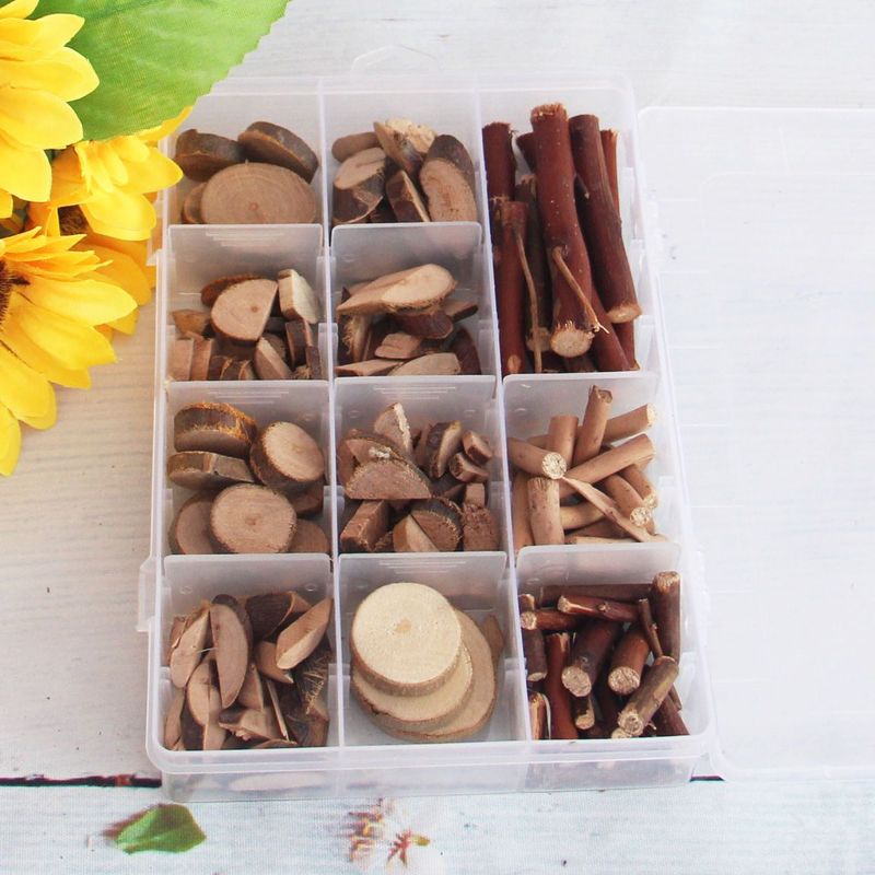 Set kleuters DIY knutselactiviteit houten blokken doos klein droge tak materialen_voghion.com