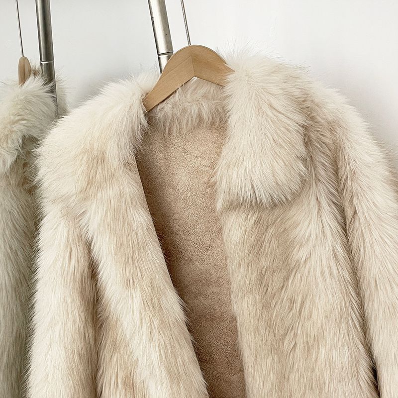 Damenbekleidung Umweltfreundlicher Pelzmantel für Frauen Kunstfuchspelzmantel Damen Kurze modische warme Winterjacke - Anpassbare Farben, S/M/L_voghion.com