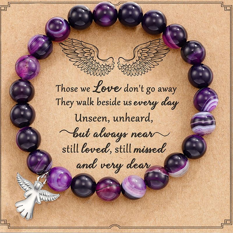 Pink Zebra Obsidian Beaded Natural Stone Handmade Woven Bracelet With Card_voghion.com