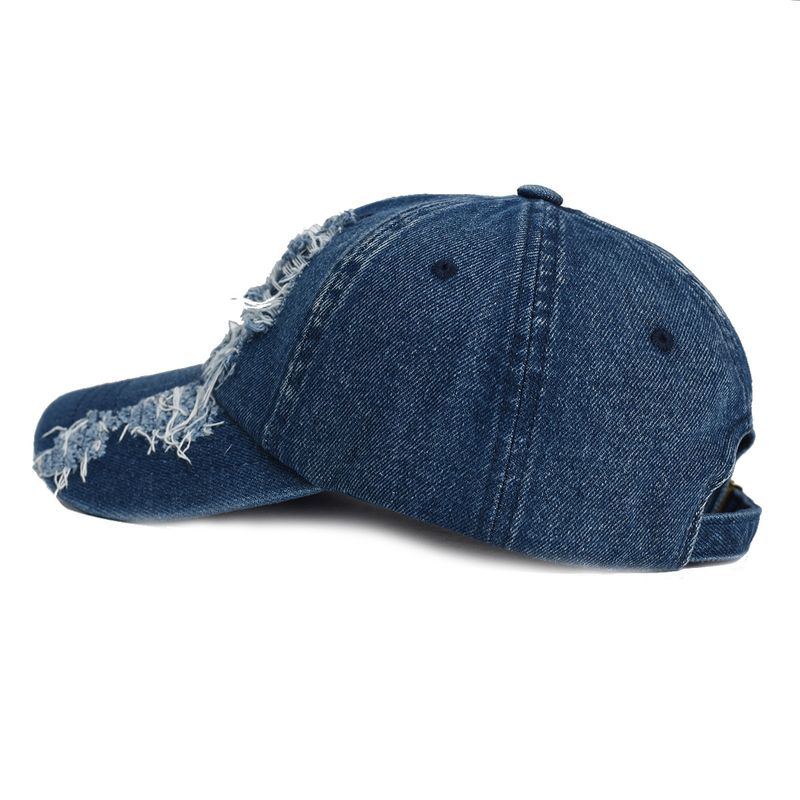 Men's Spring Summer Fashion Distressed Baseball Denim Duckbill Cap Women's Outdoor Protection Sun Hat_voghion.com