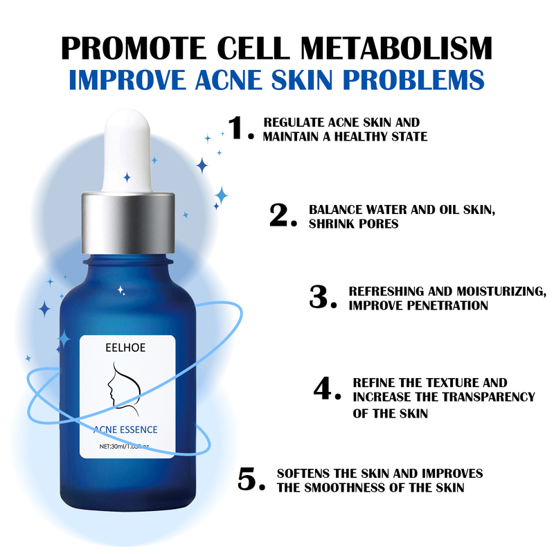 Kis kék üveges pattanásszérum, pattanások és pattanásfoltok tisztító pórusok, gyengéd helyreállító szérum_voghion.com